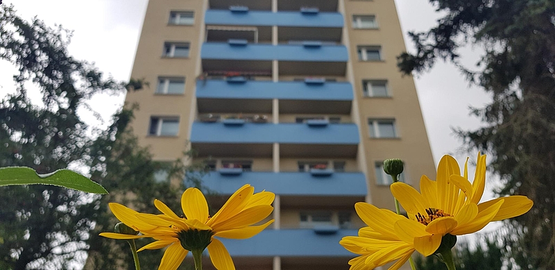"Ostmoderne": Punkthochhaus am Bieblacher Hang